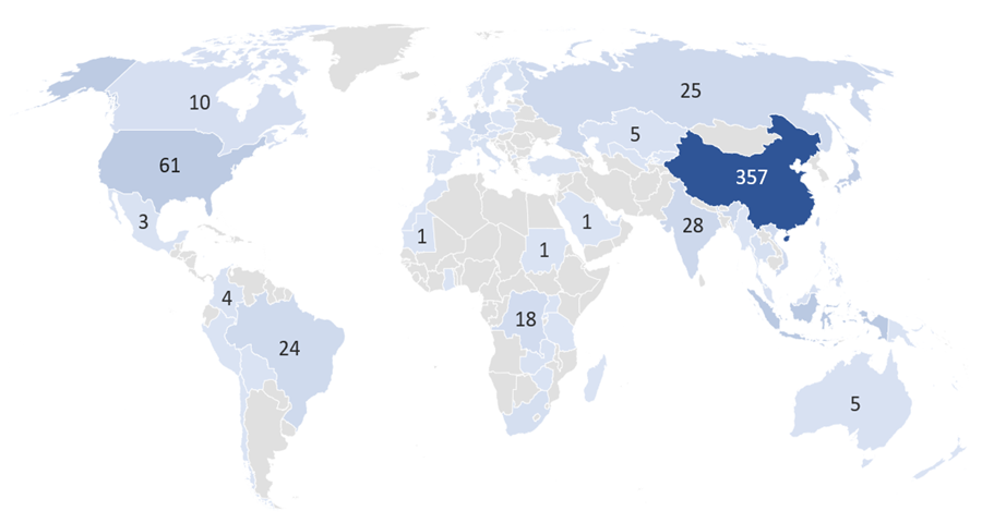 Country of Origin Map/Number of Smelters