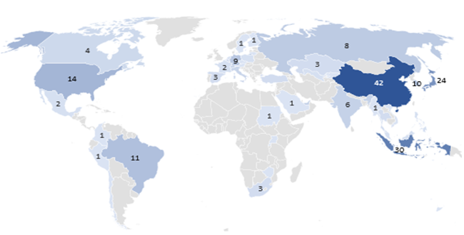 Country of Origin Map/Number of Smelters